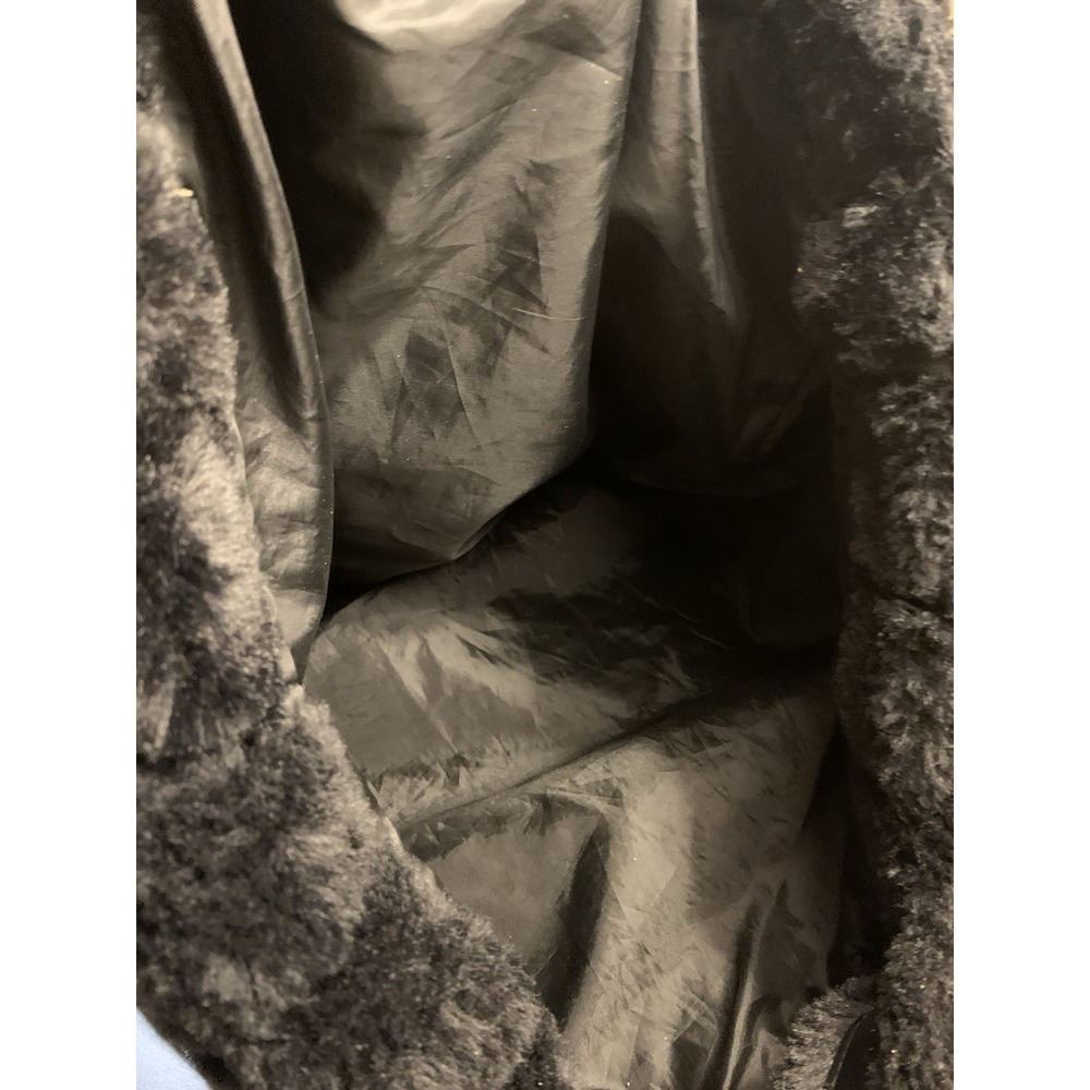 Victoria Secret Large Black Faux Fur Fuzzy Tote Bag MSRP $58 Women's - Picture 6 of 12